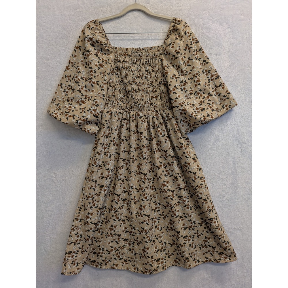 Karose Floral Print Mini Dress Women's Small Smocked Bodice Short Sleeve - Picture 1 of 9